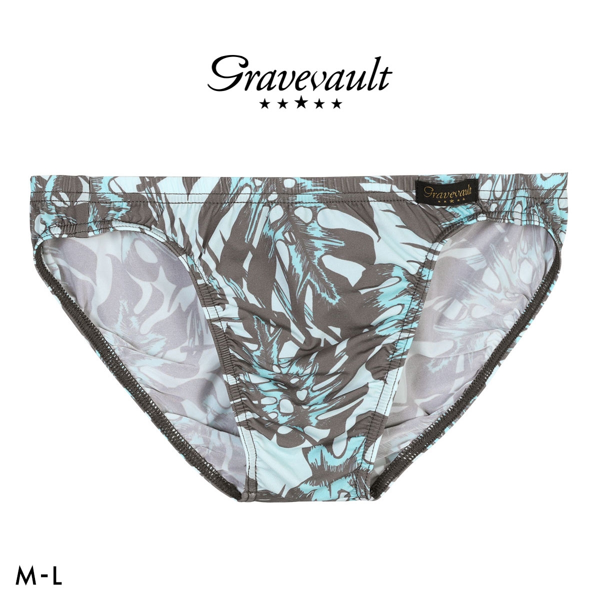 グレイブボールト monstera leaf フルバック ビキニ メンズ ブリーフ 前とじ S M L Gravevault(BR-ブラウン-M)