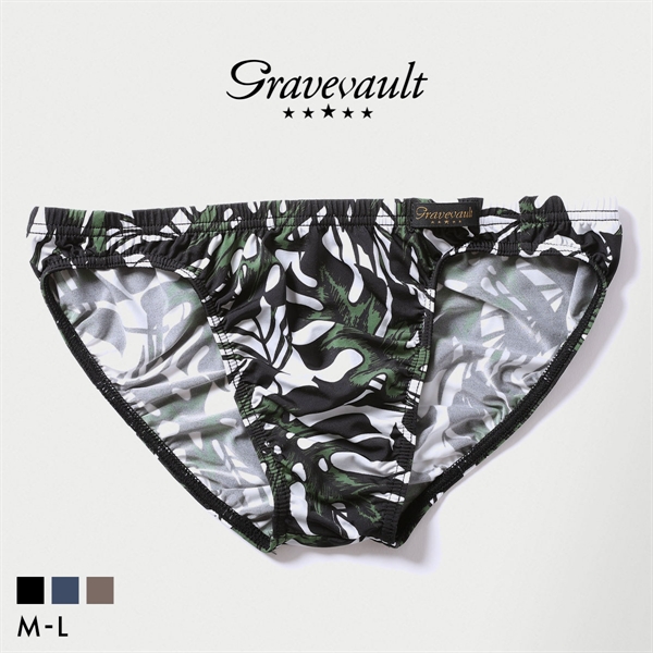 グレイブボールト monstera leaf フルバック ビキニ メンズ ブリーフ 前とじ S M L Gravevault