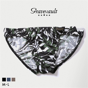 グレイブボールト monstera leaf フルバック ビキニ メンズ ブリーフ 前とじ S M L Gravevault