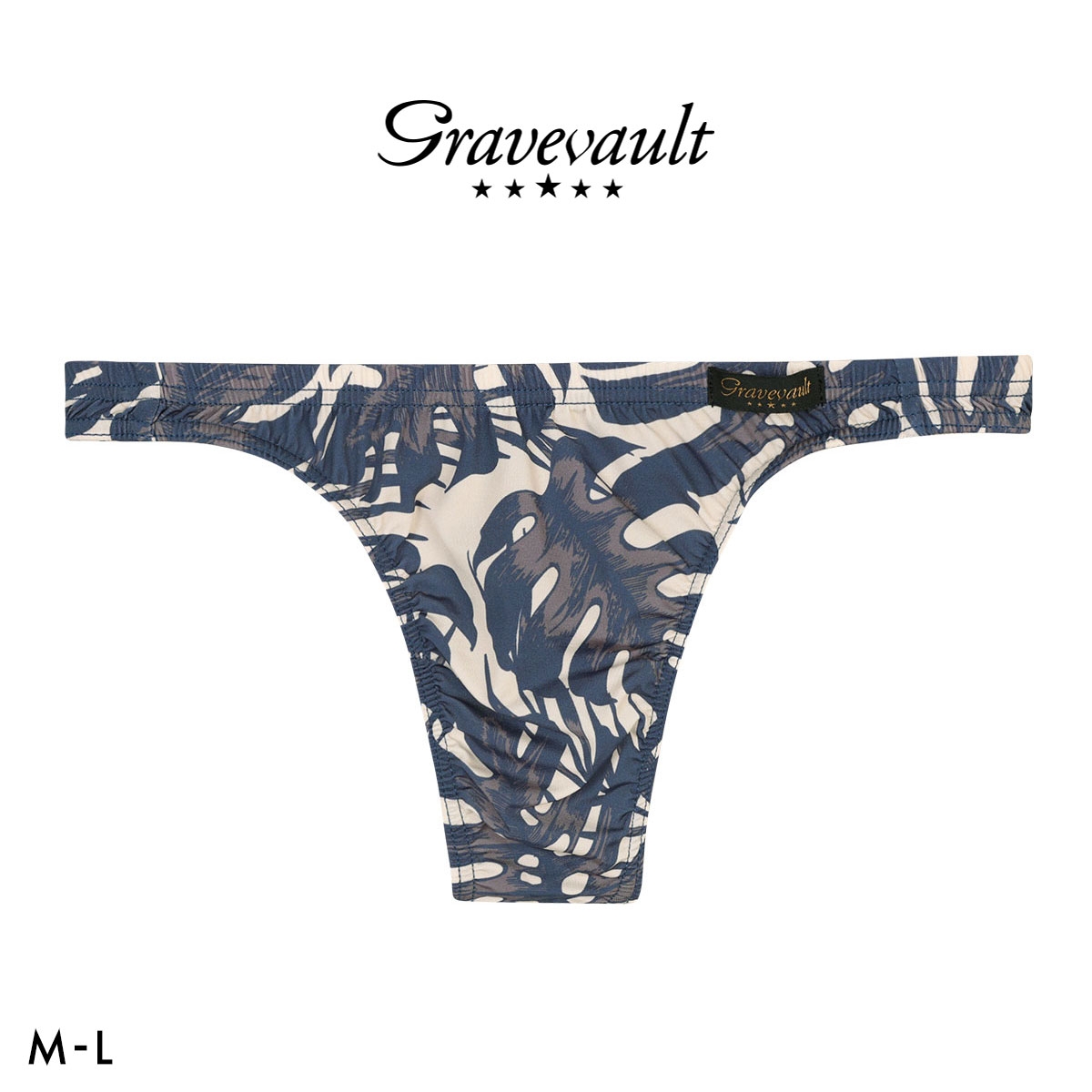グレイブボールト monstera leaf Tバック ビキニ メンズ 前とじ M L 日本製 Gravevault(NV-ネイビー-M)