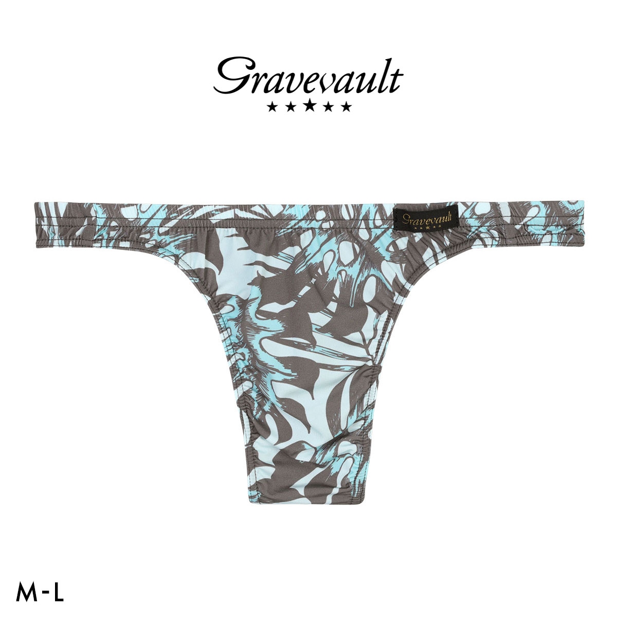 グレイブボールト monstera leaf Tバック ビキニ メンズ 前とじ M L 日本製 Gravevault(BR-ブラウン-M)