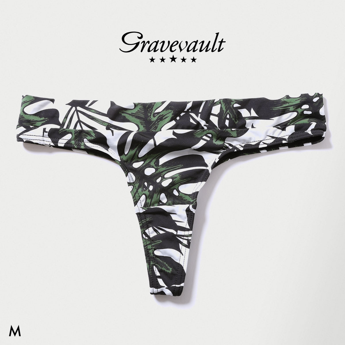 グレイブボールト monstera leaf Thong Tショーツ レディース ソング タンガ ペア Gravevault(BK-ブラック-M)