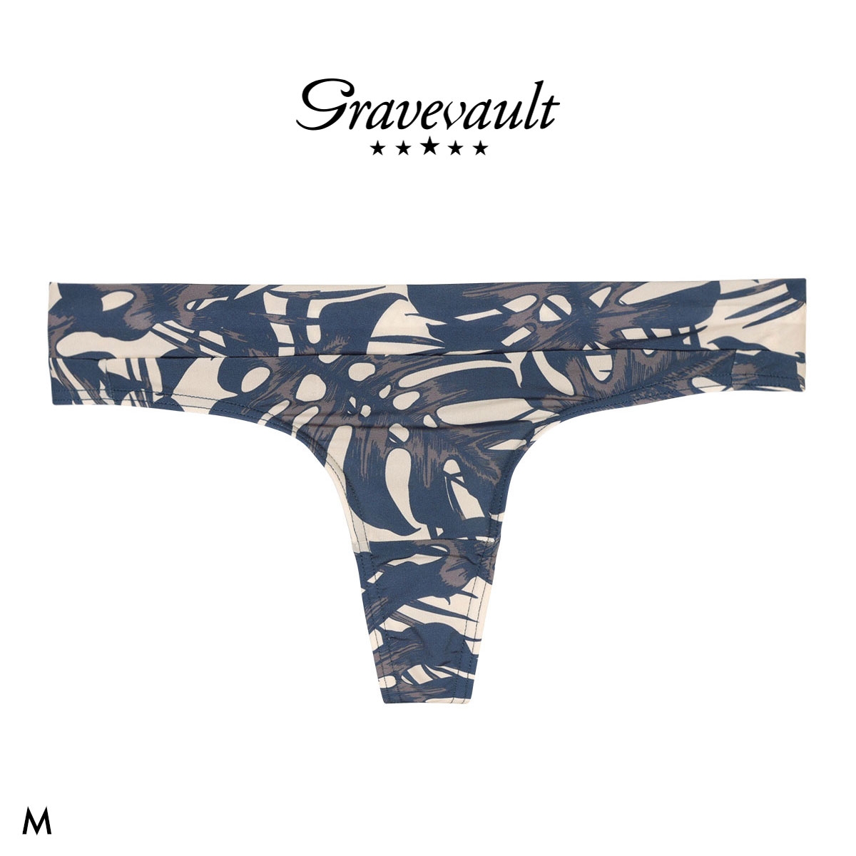 グレイブボールト monstera leaf Thong Tショーツ レディース ソング タンガ ペア Gravevault(NV-ネイビー-M)