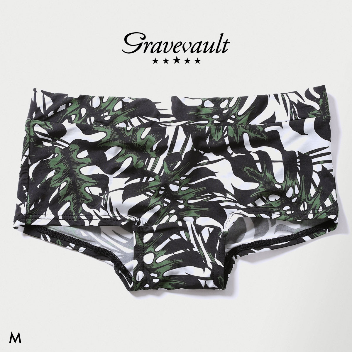 グレイブボールト monstera leaf Shorty ボクサーショーツ レディース ショーツ ボーイレングス ローライズ ペア Gravevault(BK-ブラック-M)