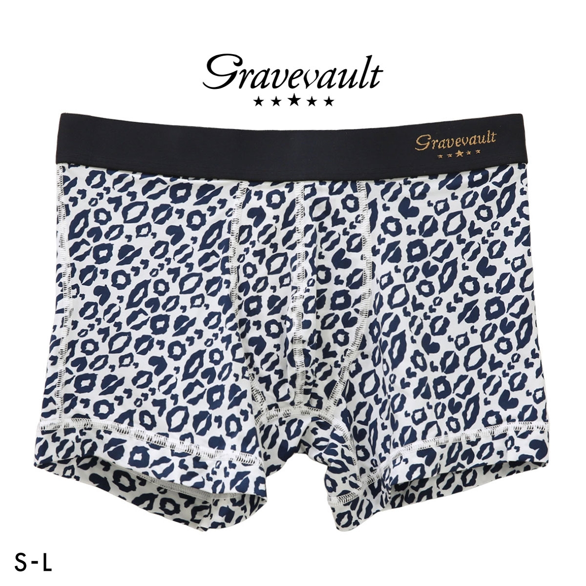 グレイブボールト LIP MARKS ショートボクサー メンズ ボクサーパンツ 前とじ S M L Gravevault(NV-ネイビー-S)