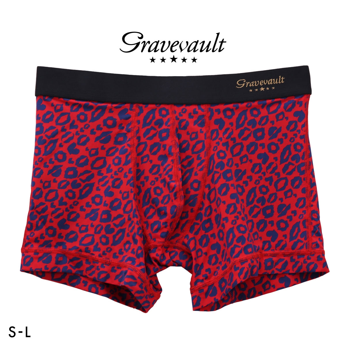 グレイブボールト LIP MARKS ショートボクサー メンズ ボクサーパンツ 前とじ S M L Gravevault(BU-ブルー-S)
