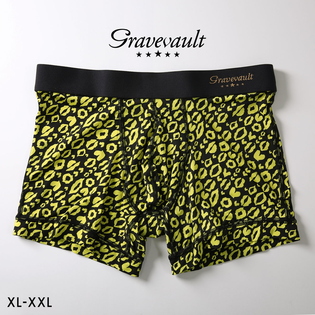 グレイブボールト LIP MARKS ショートボクサー メンズ ボクサーパンツ メンズ 前とじ 大きいサイズ XL XXL Gravevault(YE-イエロー-XL)