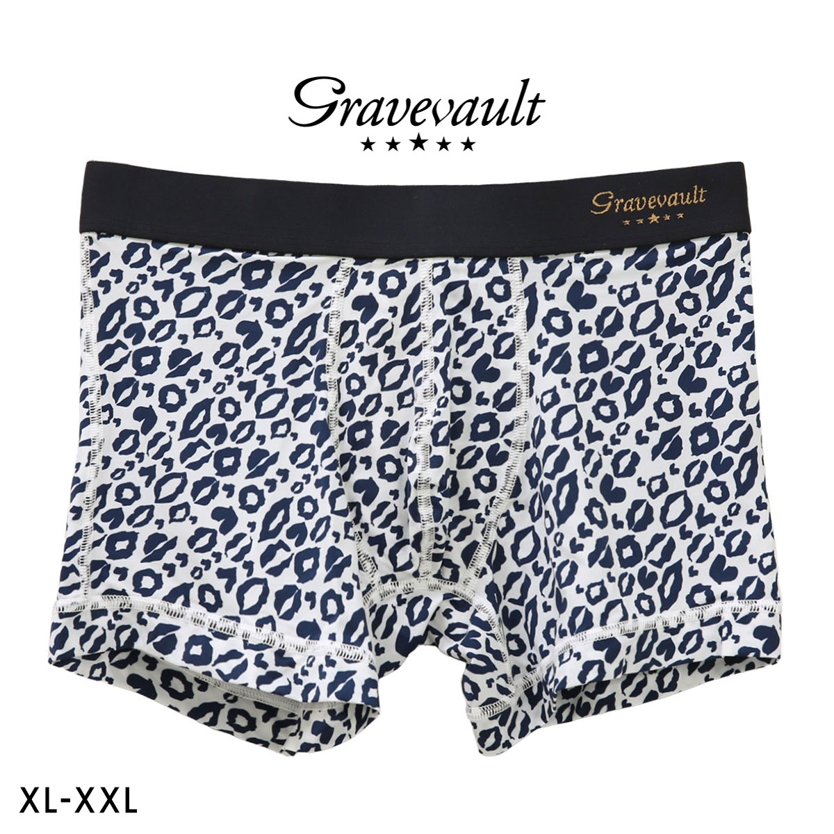 グレイブボールト LIP MARKS ショートボクサー メンズ ボクサーパンツ メンズ 前とじ 大きいサイズ XL XXL Gravevault(NV-ネイビー-XL)