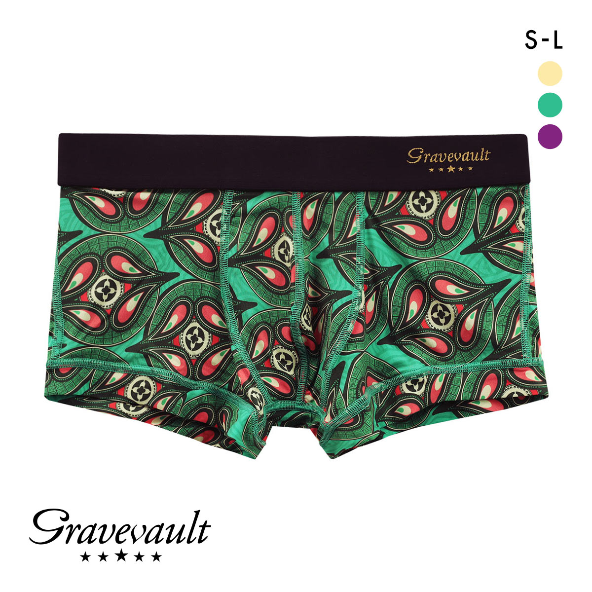 グレイブボールトGravevault×CLOUDY KIXX sign of LOVE ローライズ ボクサーパンツ SML 3061131 前とじ クラウディコラボ(GR-グリーン-S)