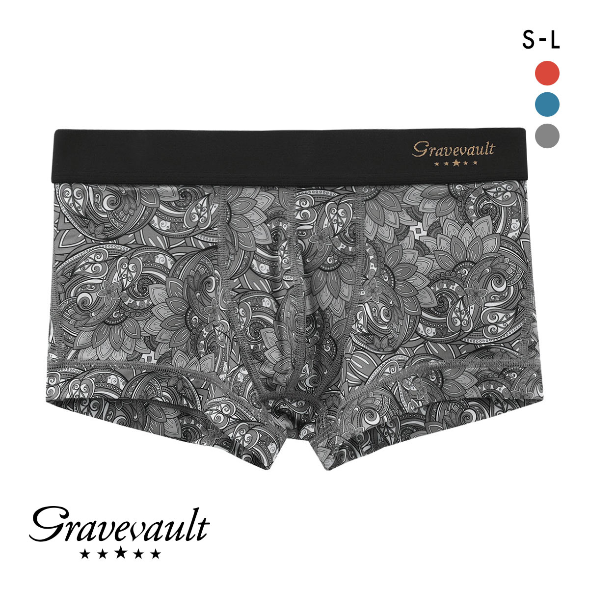 グレイブボールト Gravevault×CLOUDY FLORATICA ローライズ ボクサーパンツ SML 前とじ クラウディコラボ 日本製 メンズ 国産(GY-グレー-S)