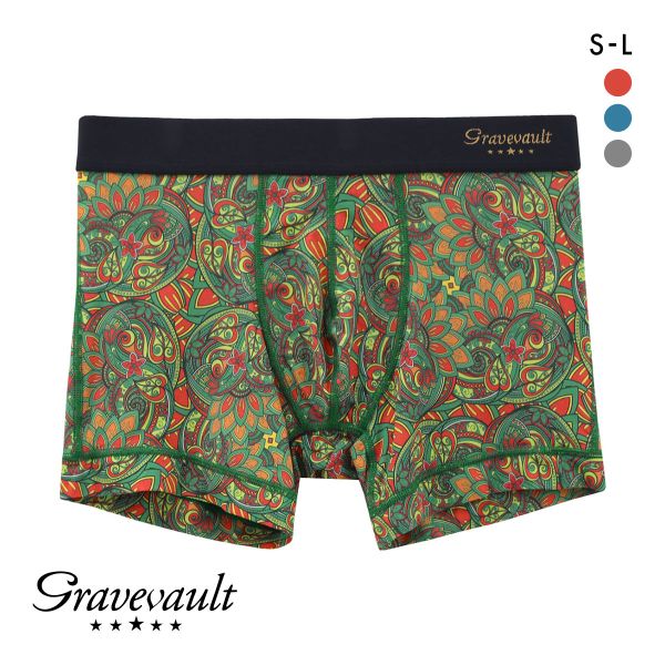 グレイブボールト Gravevault×CLOUDY FLORATICA ショート ボクサーパンツ SML 前とじ クラウディコラボ 日本製 メンズ 国産(RE-レッド-S)