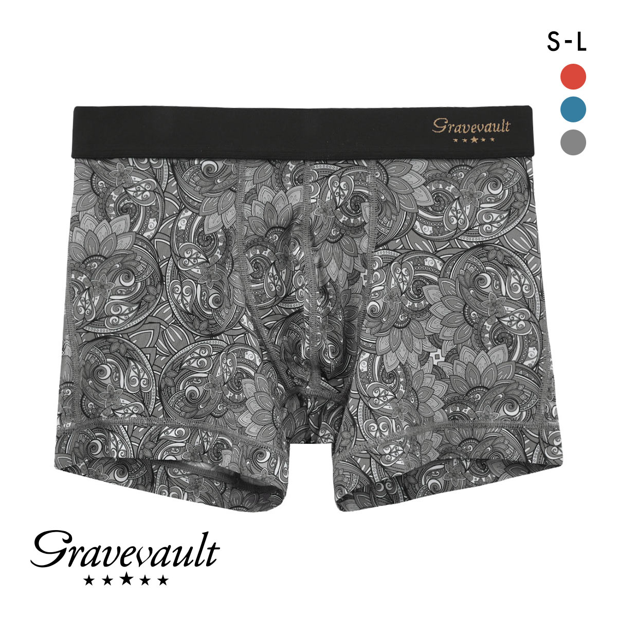 グレイブボールト Gravevault×CLOUDY FLORATICA ショート ボクサーパンツ SML 前とじ クラウディコラボ 日本製 メンズ 国産(GY-グレー-S)