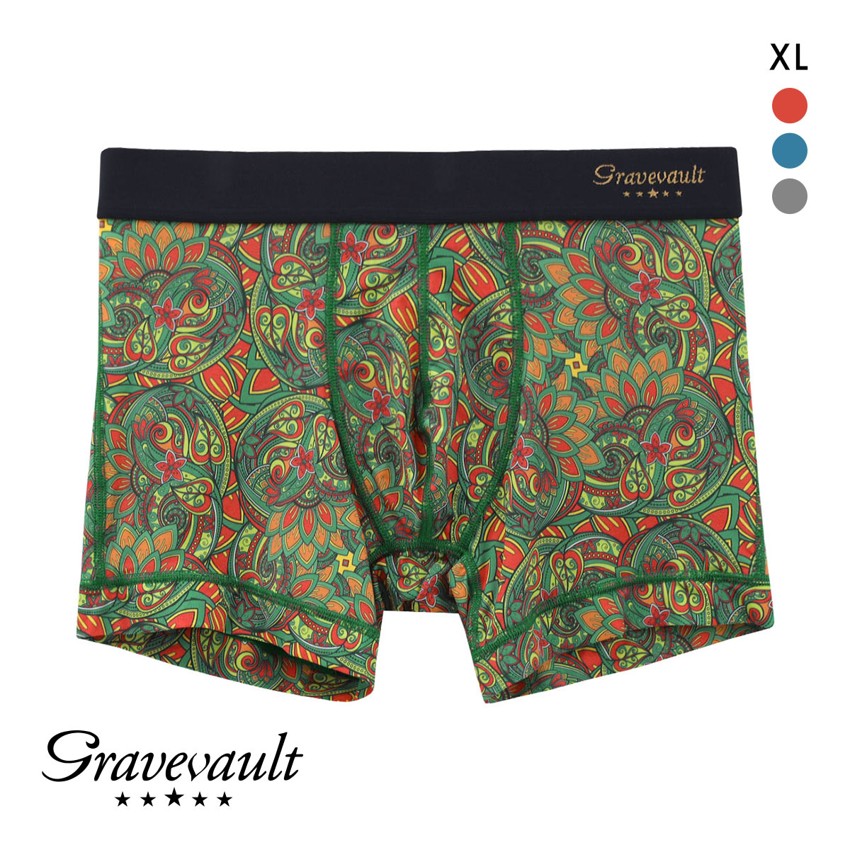 グレイブボールト Gravevault×CLOUDY FLORATICA ショート ボクサーパンツ XL 前とじ クラウディコラボ 日本製 メンズ 国産(RE-レッド-XL)