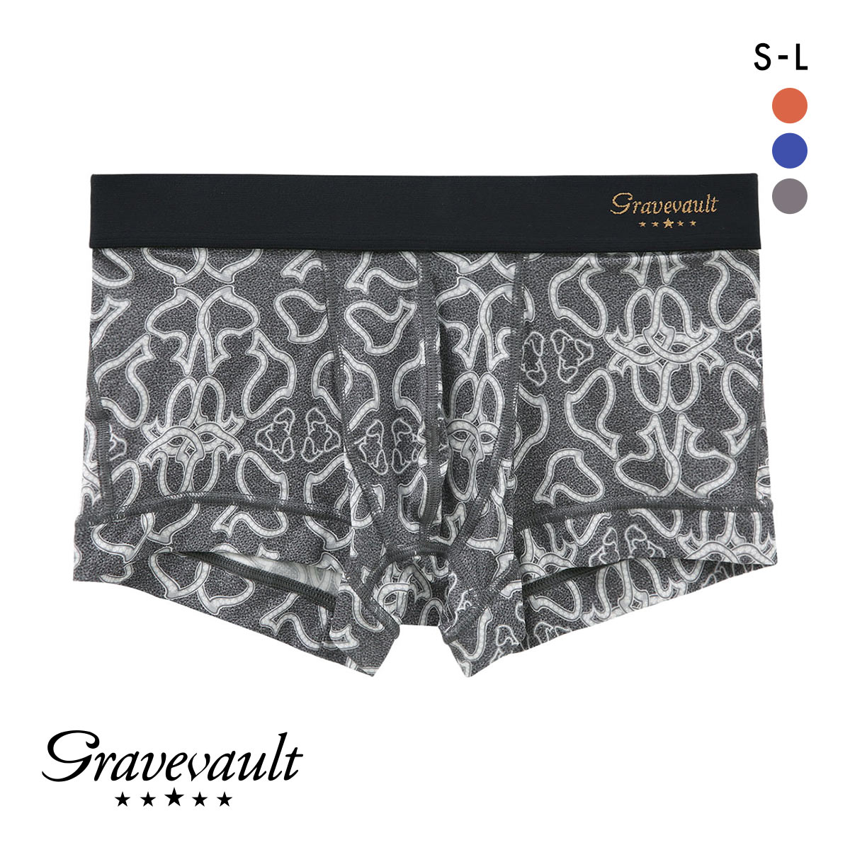 グレイブボールト Gravevault×CLOUDY ASOMDWE ローライズ ボクサーパンツ SML 前とじ クラウディコラボ 日本製 メンズ 国産(BK-ブラック-S)