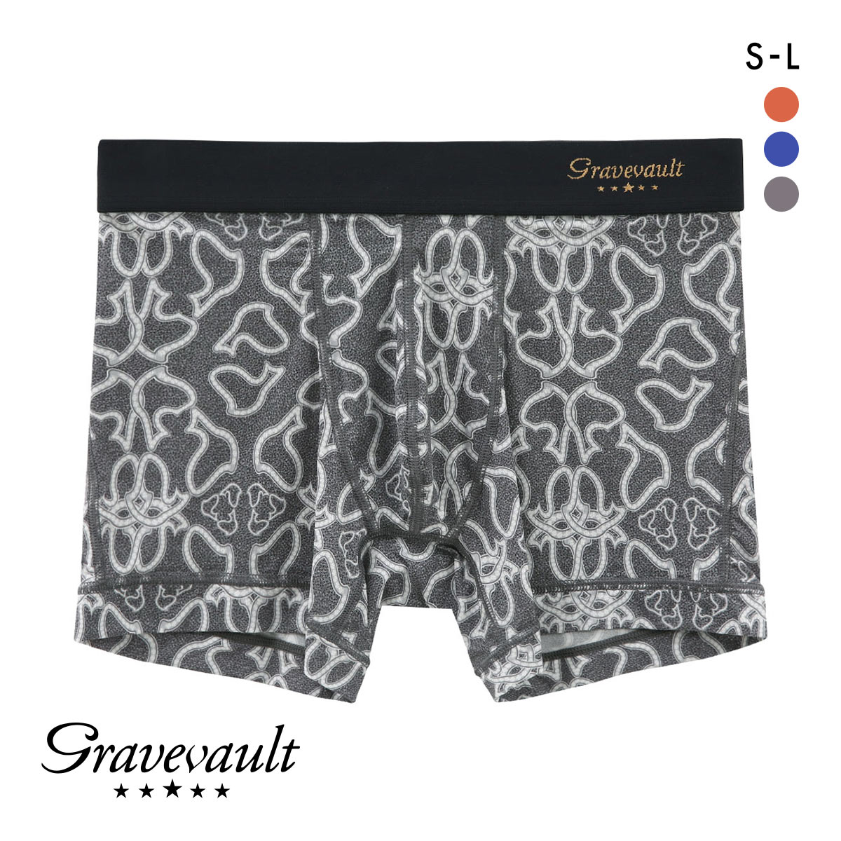 グレイブボールト Gravevault×CLOUDY ASOMDWE ショート ボクサーパンツ SML 3061342 前とじ クラウディコラボ 日本製 メンズ 国産(BK-ブラック-S)