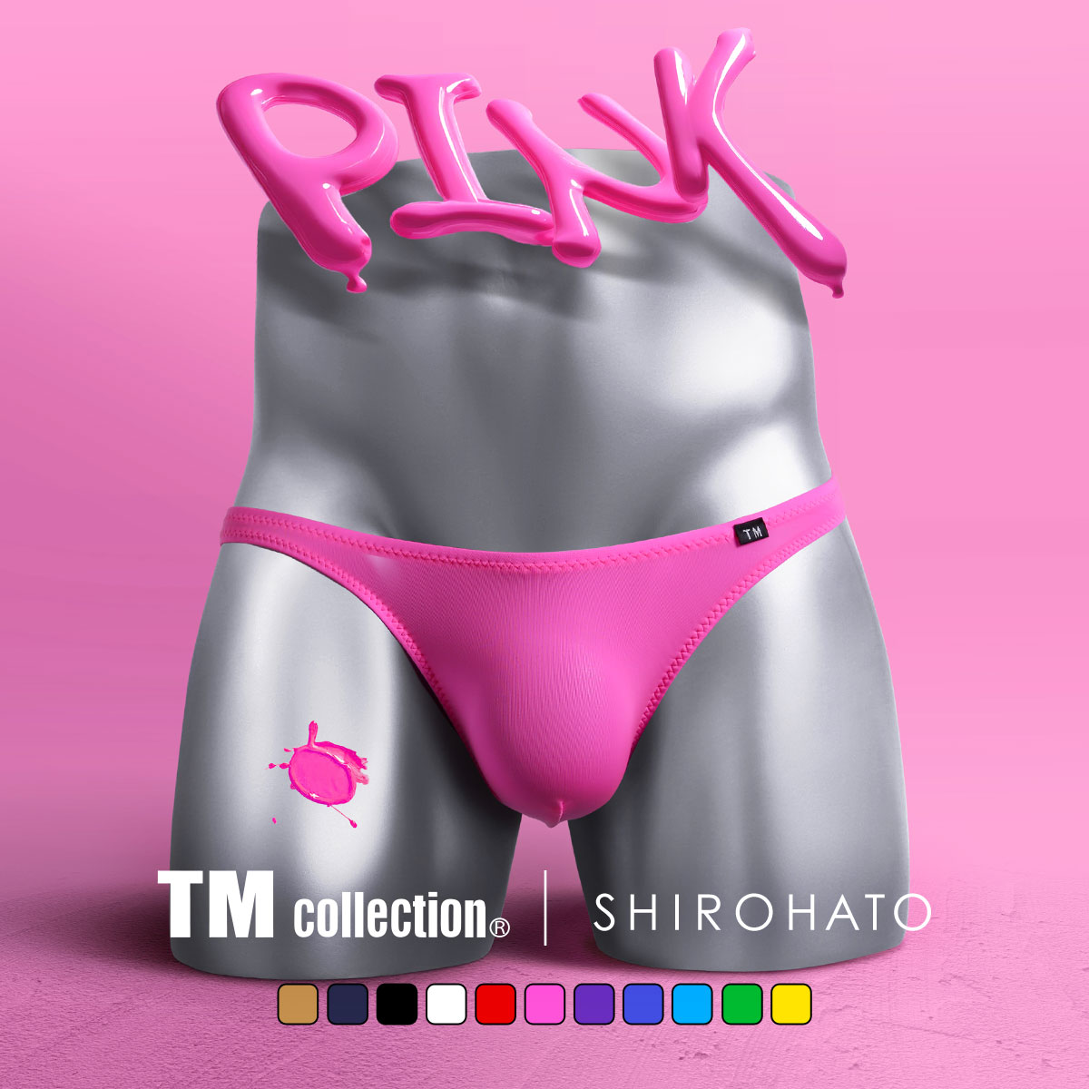 ティーエム コレクション TM collection × SHIROHATO コラボ STRIKESKIN ビキニ ブリーフ Tバック もっこりスタイル M L LL(PI-ピンク-M)