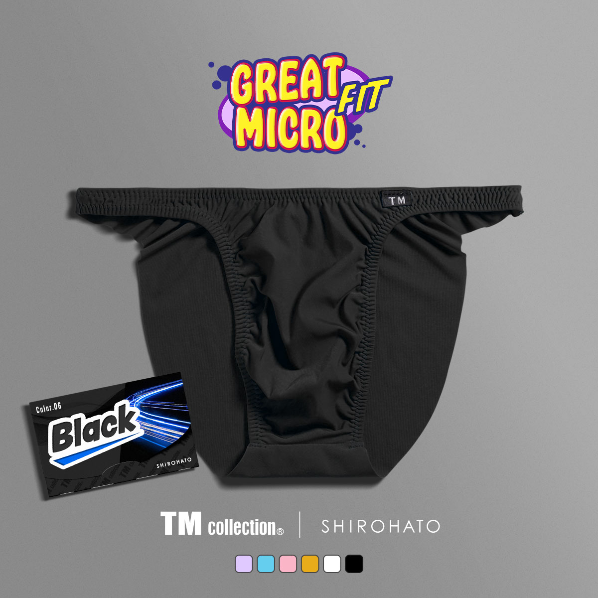 ティーエム コレクション TM collection × SHIROHATO コラボ GMF フリーカット ノンライン フルバック ビキニ 薄い 軽い 透け(BK-ブラック-M)