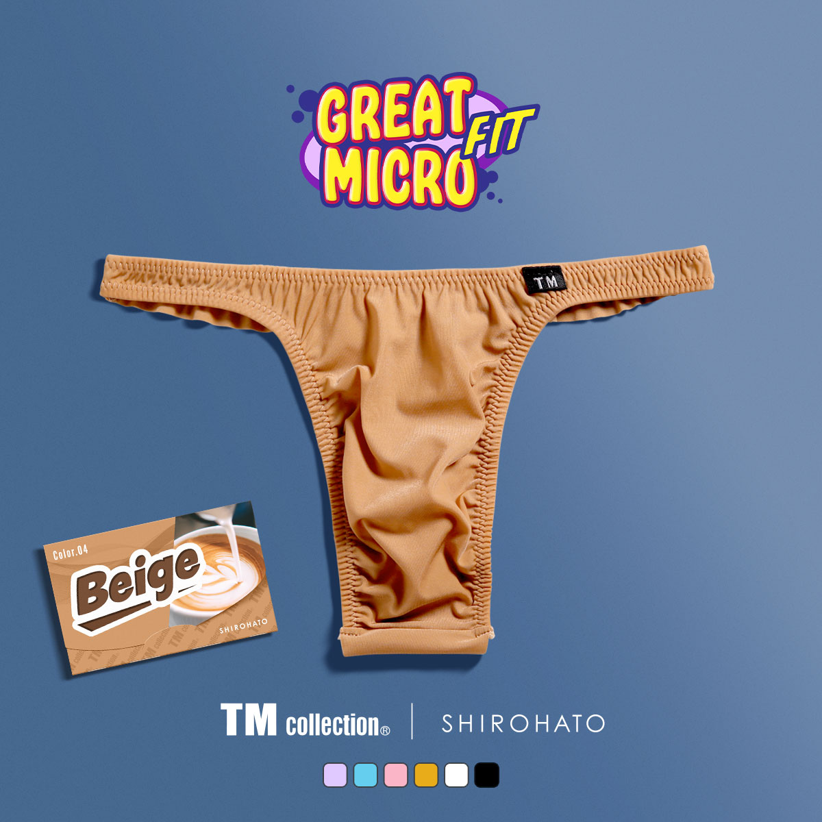 ティーエム コレクション TM collection × SHIROHATO コラボ GMF フリーカット ノンライン Tバック ビキニ 薄い 軽い 透け(BE-ベージュ-M)