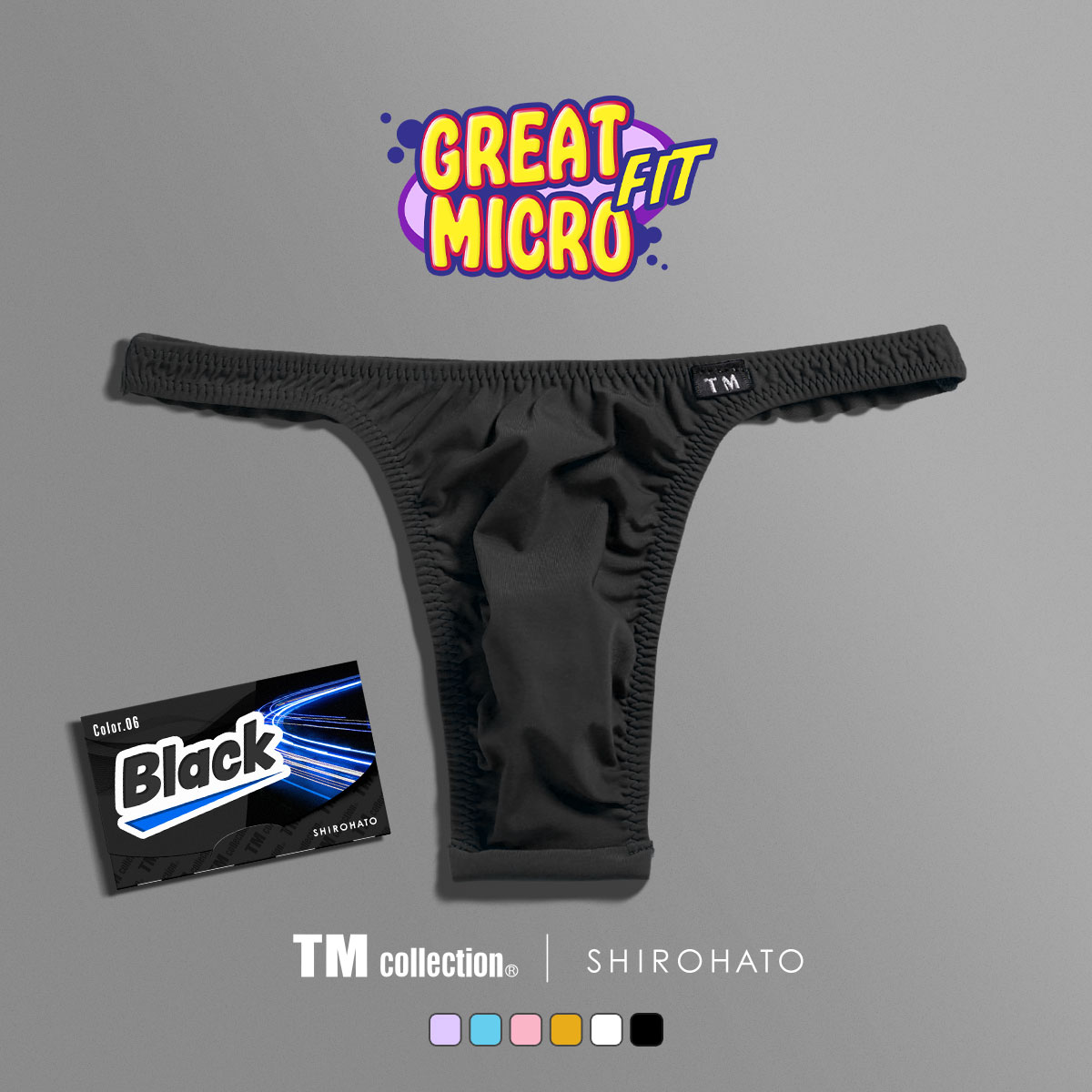 ティーエム コレクション TM collection × SHIROHATO コラボ GMF フリーカット ノンライン Tバック ビキニ 薄い 軽い 透け(BK-ブラック-M)