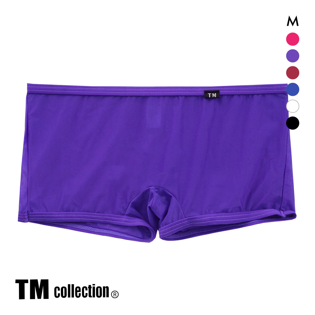 ティーエム コレクション TM collection Clearskin フラットローライズ ボクサー ML 透け メンズ セクシー 前閉じ(PU-パープル-M)