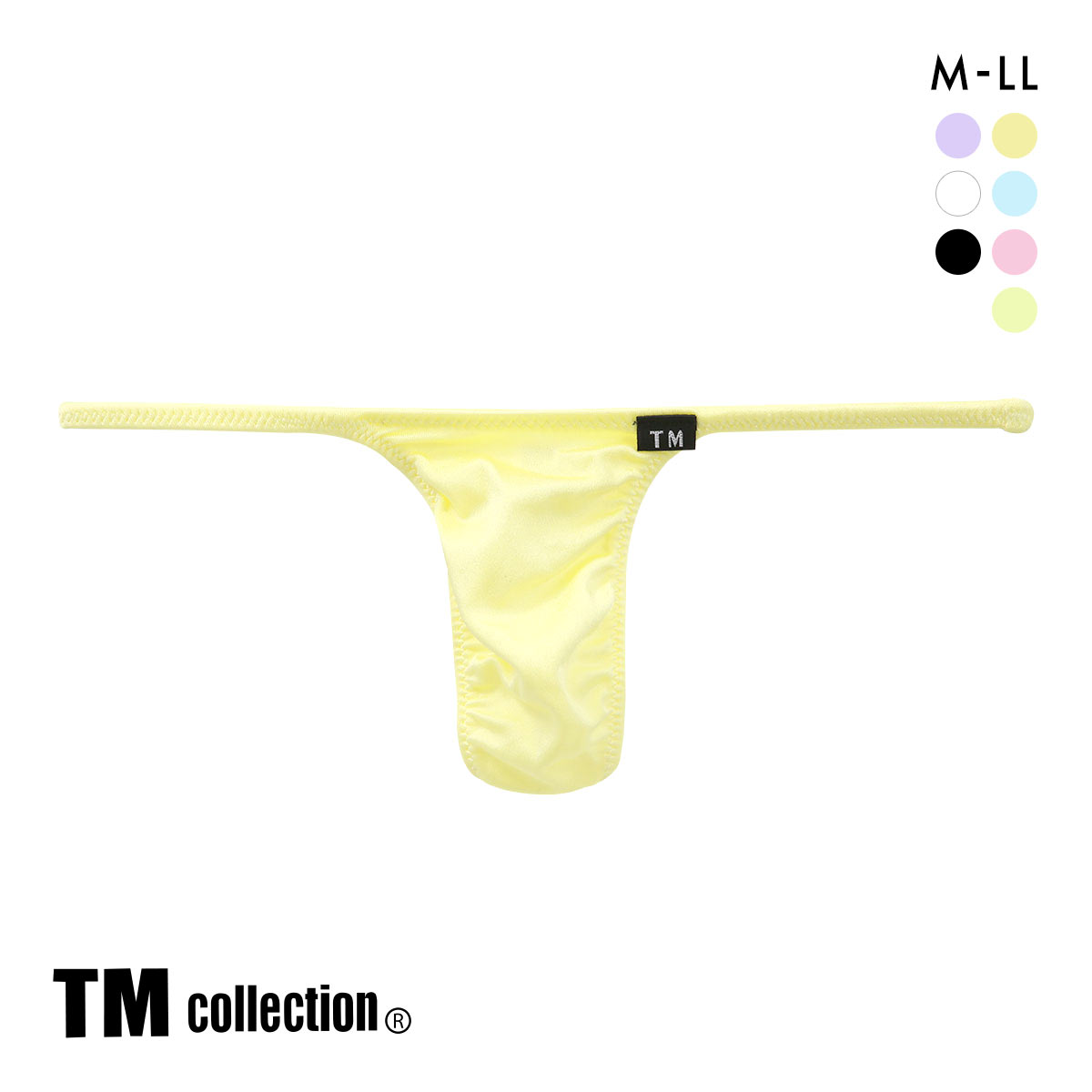 ティーエム コレクション Shinysmooth ハギ無しシャープ キャンディカラー Tバック M L XL 透け 前閉じ メンズ ビキニ セクシー(YE-イエロー-M)