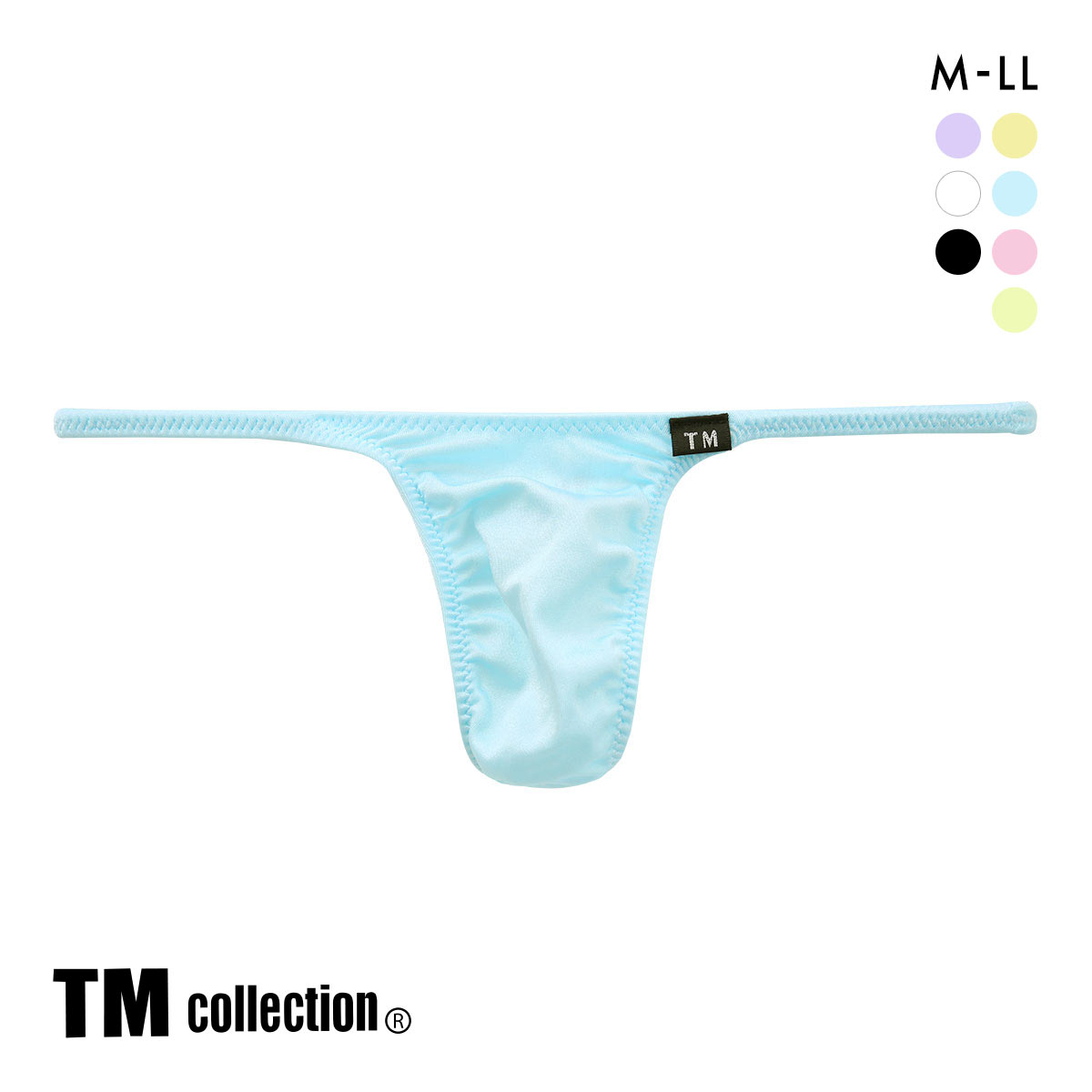 ティーエム コレクション Shinysmooth ハギ無しシャープ キャンディカラー Tバック M L XL 透け 前閉じ メンズ ビキニ セクシー(SX-サックス-M)