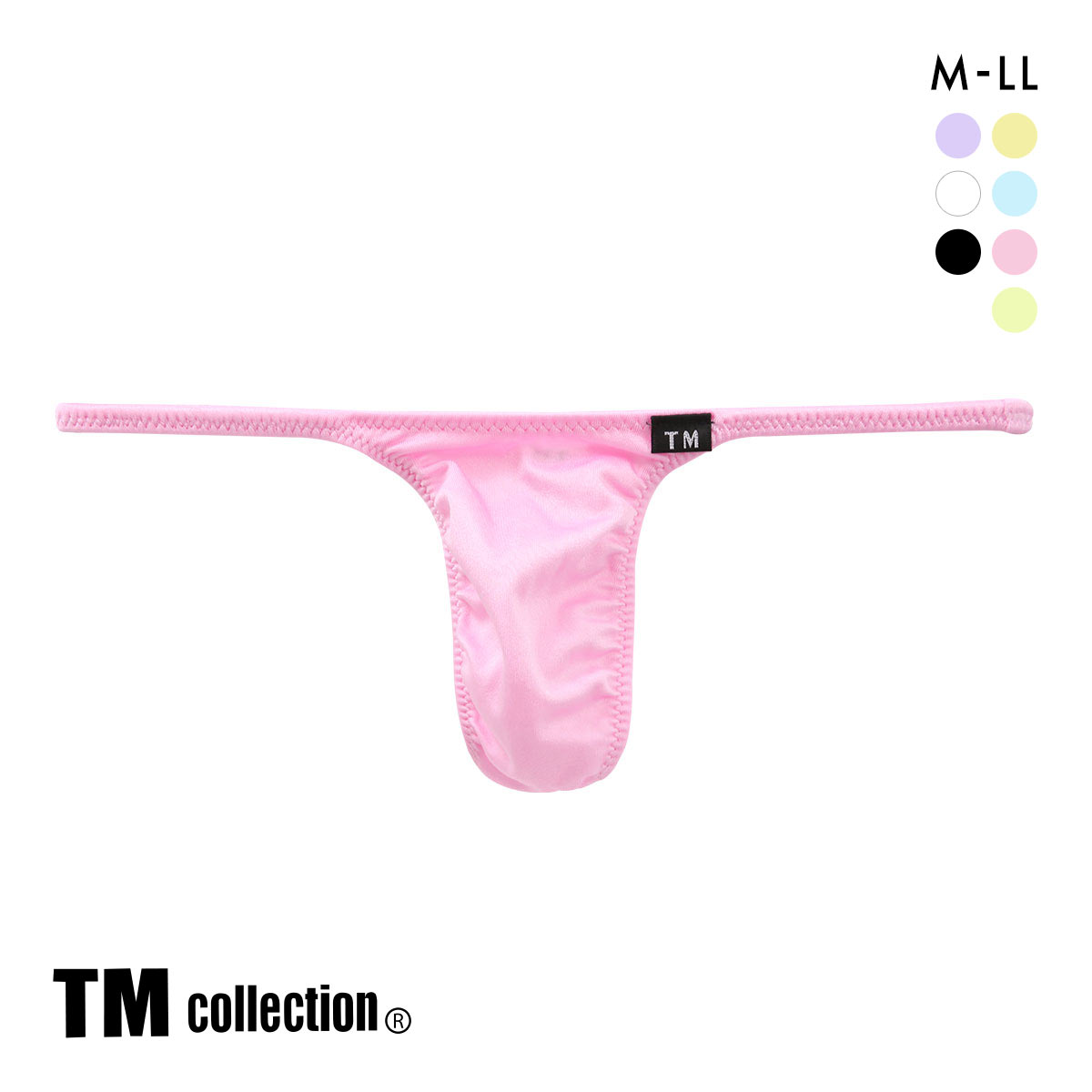 ティーエム コレクション Shinysmooth ハギ無しシャープ キャンディカラー Tバック M L XL 透け 前閉じ メンズ ビキニ セクシー(PI-ピンク-M)