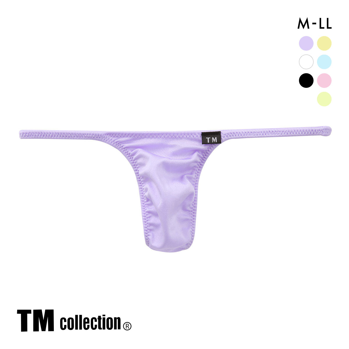 ティーエム コレクション Shinysmooth ハギ無しシャープ キャンディカラー Tバック M L XL 透け 前閉じ メンズ ビキニ セクシー(PU-パープル-M)