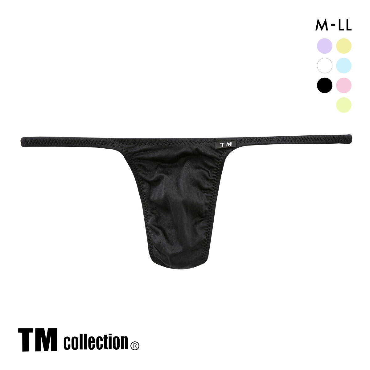 ティーエム コレクション Shinysmooth ハギ無しシャープ キャンディカラー Tバック M L XL 透け 前閉じ メンズ ビキニ セクシー(BK-ブラック-M)