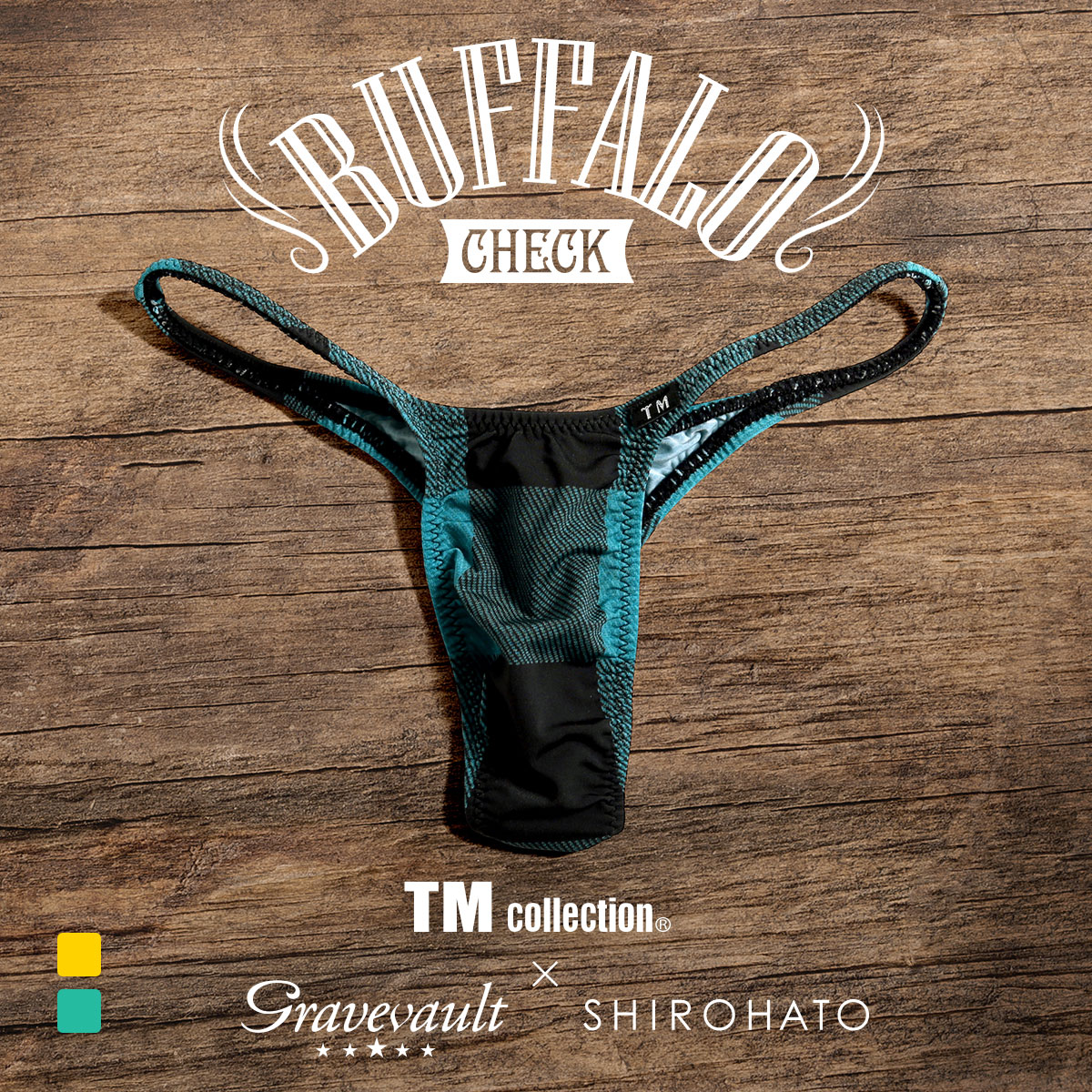 ティーエムコレクション TM collection×Gravevault×SHIROHATO トリプルコラボ Buffalo Check ハギ無しシャープ リオバック(EM-エメラルド-M)