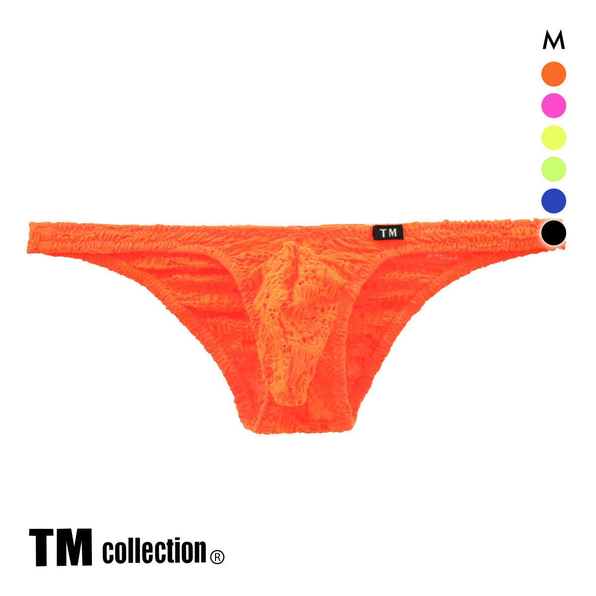 ティーエム コレクション TM collection Soft lace ハイレグモッコリ ハーフバック ML メンズ ビキニ セクシー 前とじ 総レース(OR-オレンジ-M)