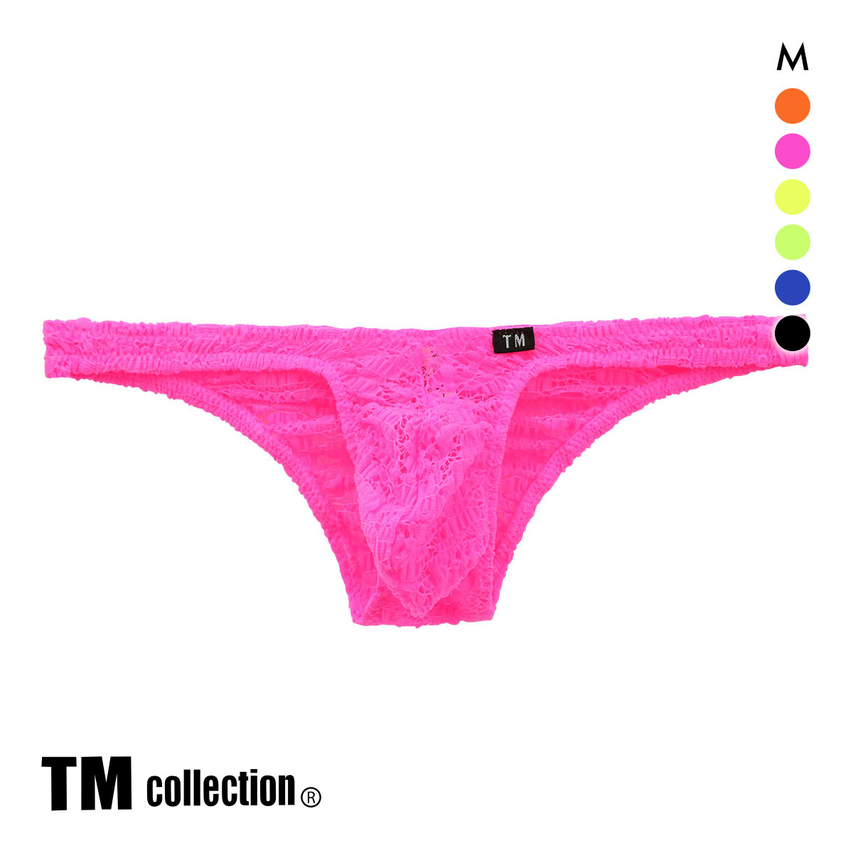 ティーエム コレクション TM collection Soft lace ハイレグモッコリ ハーフバック ML メンズ ビキニ セクシー 前とじ 総レース(PI-ピンク-M)