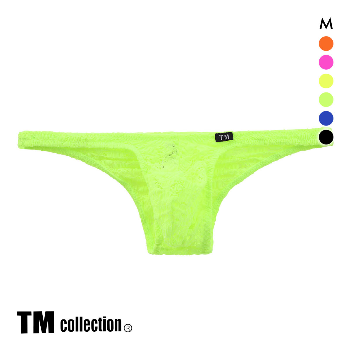 ティーエム コレクション TM collection Soft lace ハイレグモッコリ ハーフバック ML メンズ ビキニ セクシー 前とじ 総レース(GR-グリーン-M)