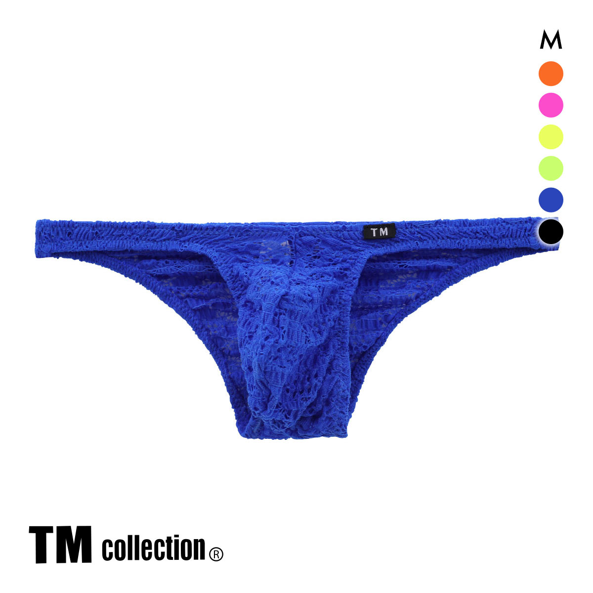 ティーエム コレクション TM collection Soft lace ハイレグモッコリ ハーフバック ML メンズ ビキニ セクシー 前とじ 総レース(BU-ブルー-M)