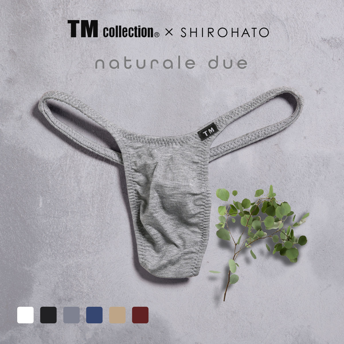 ティーエムコレクション TM collection×Gravevault×SHIROHATO トリプルコラボ naturale due ハギ無しシャープ Tバック メンズ(GY-グレー-M)