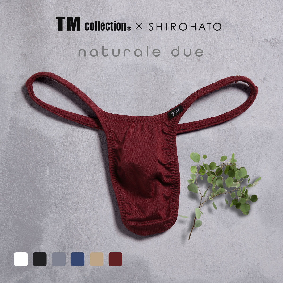 ティーエムコレクション TM collection×Gravevault×SHIROHATO トリプルコラボ naturale due ハギ無しシャープ Tバック メンズ(WI-ワイン-M)