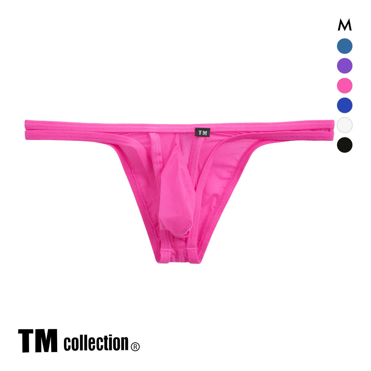 ティーエム コレクション Clearskin カップぷっくり ビキニ マックスバルジ モッコリ 透け メンズ ブリーフ セクシー 前閉じ(RO-ローズ-M)