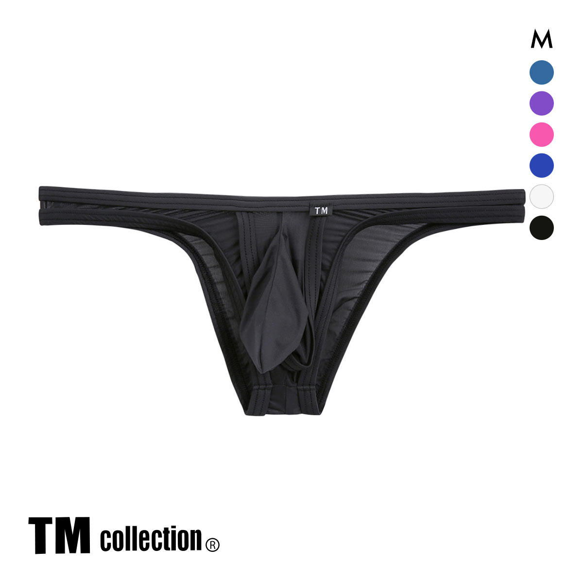 ティーエム コレクション Clearskin カップぷっくり ビキニ マックスバルジ モッコリ 透け メンズ ブリーフ セクシー 前閉じ(BK-ブラック-M)