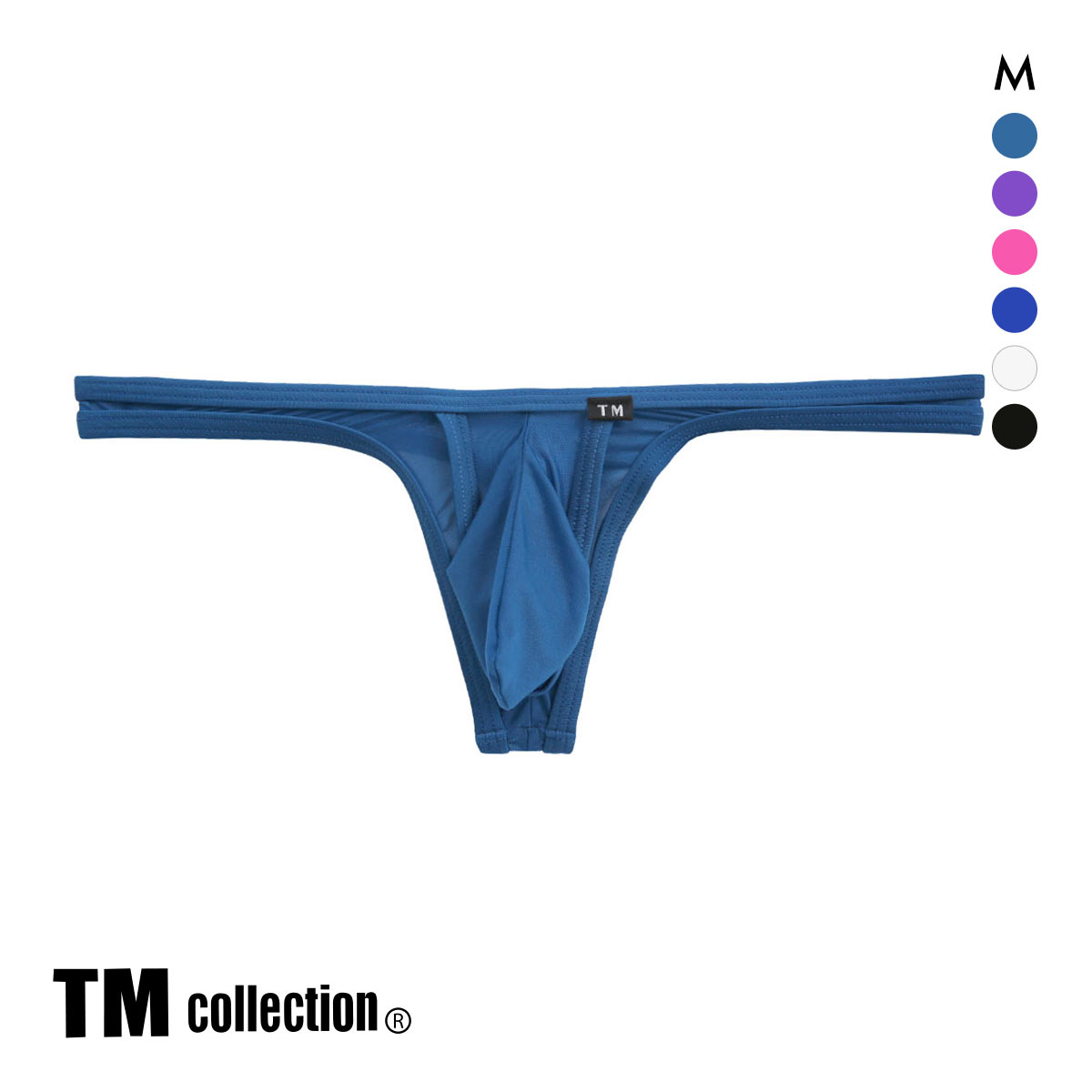 ティーエム コレクション Clearskin カップぷっくり Tバックビキニ マックスバルジ モッコリ 透け メンズ ブリーフ セクシー 前閉じ(BG-ブルーグリーン-M)