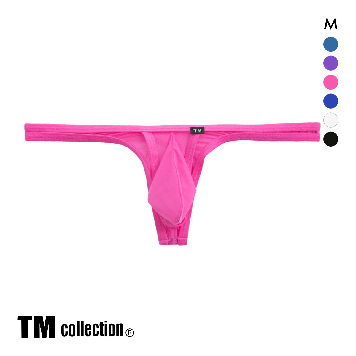 ティーエム コレクション Clearskin カップぷっくり Tバックビキニ マックスバルジ モッコリ 透け メンズ ブリーフ セクシー 前閉じ(RO-ローズ-M)