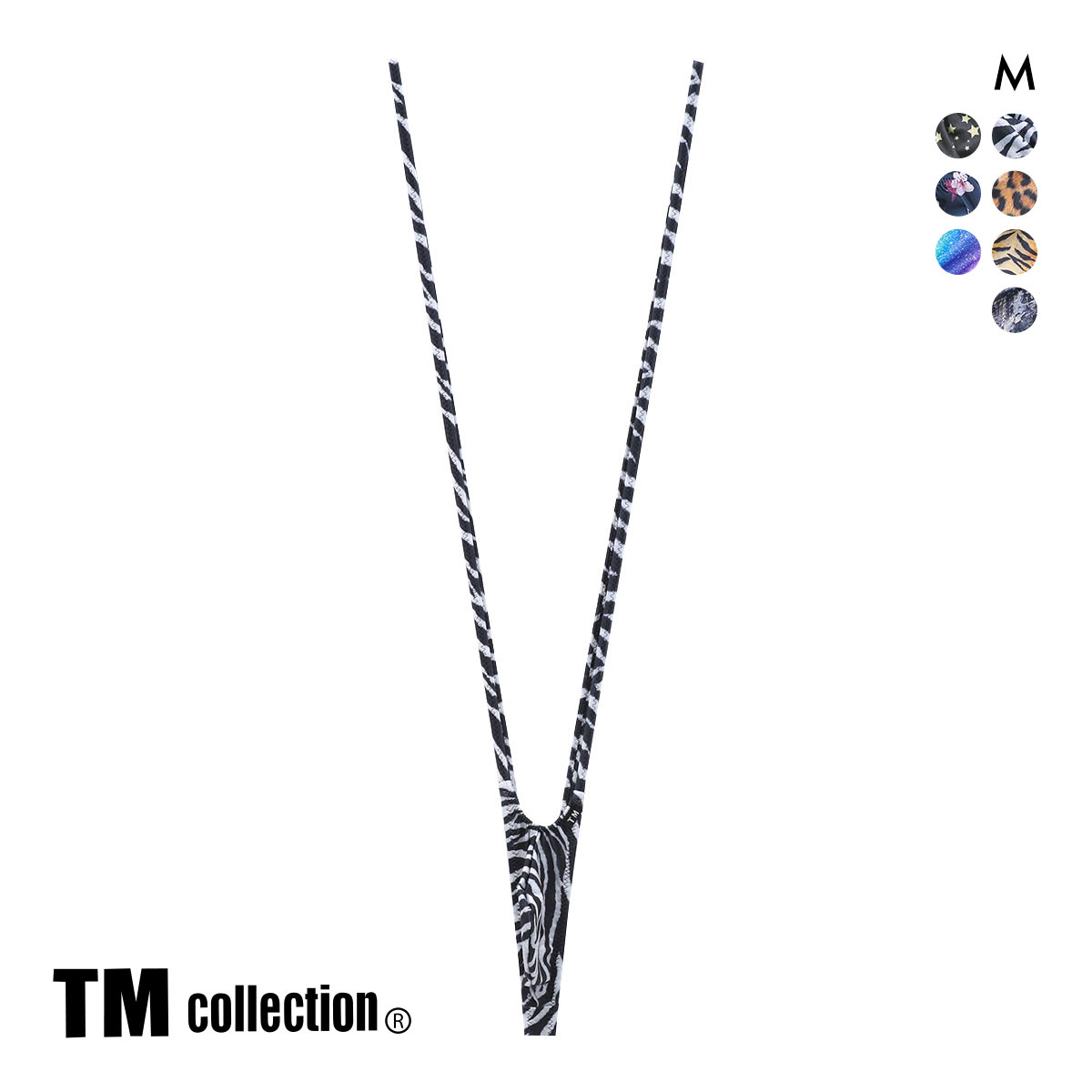 ティーエム コレクション YKS Variety of patterns もっこりシャープ サスペンダー Tバック M メンズ ビキニ ブリーフ セクシー(ZB-ゼブラ-M)