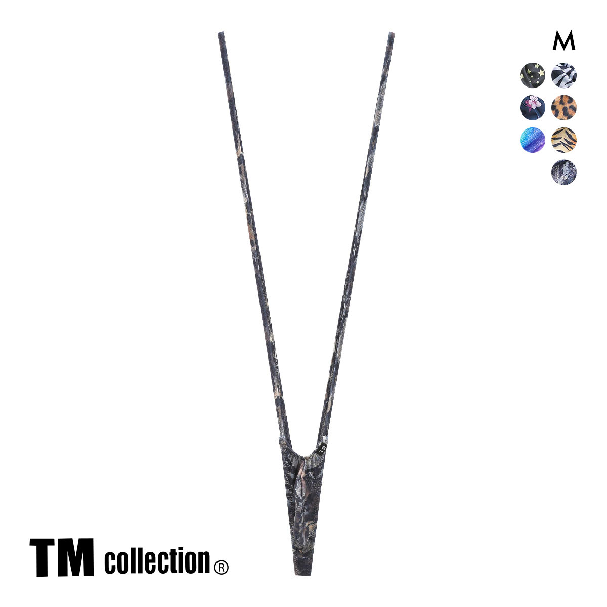 ティーエム コレクション YKS Variety of patterns もっこりシャープ サスペンダー Tバック M メンズ ビキニ ブリーフ セクシー(PY-パイソン-M)