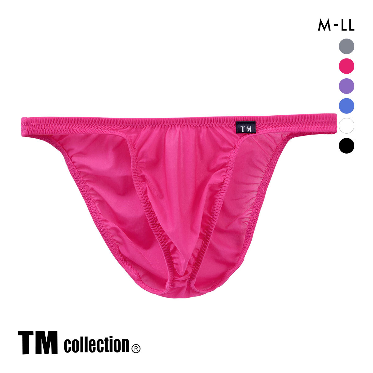 ティーエム コレクション Clearskin ウエストしっかり股下細め フルバック M L LL 透け メンズ ビキニ ブリーフ セクシー 前閉じ(RO-ローズ-M)