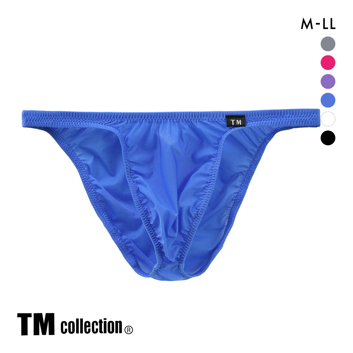 ティーエム コレクション Clearskin ウエストしっかり股下細め フルバック M L LL 透け メンズ ビキニ ブリーフ セクシー 前閉じ(BU-ブルー-M)