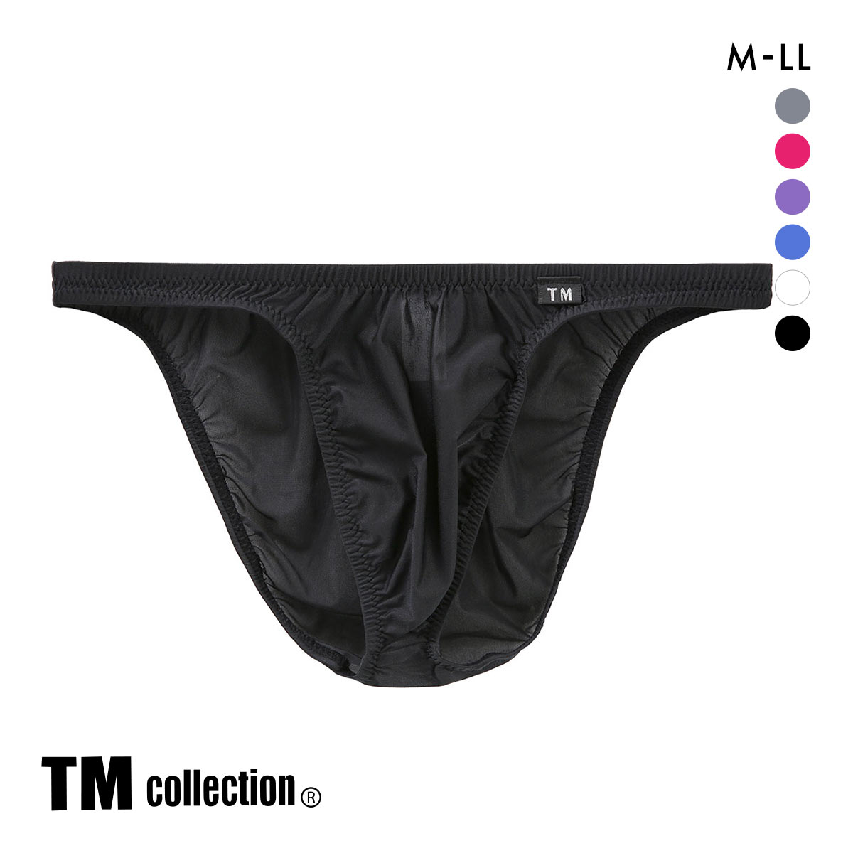 ティーエム コレクション Clearskin ウエストしっかり股下細め フルバック M L LL 透け メンズ ビキニ ブリーフ セクシー 前閉じ(BK-ブラック-M)