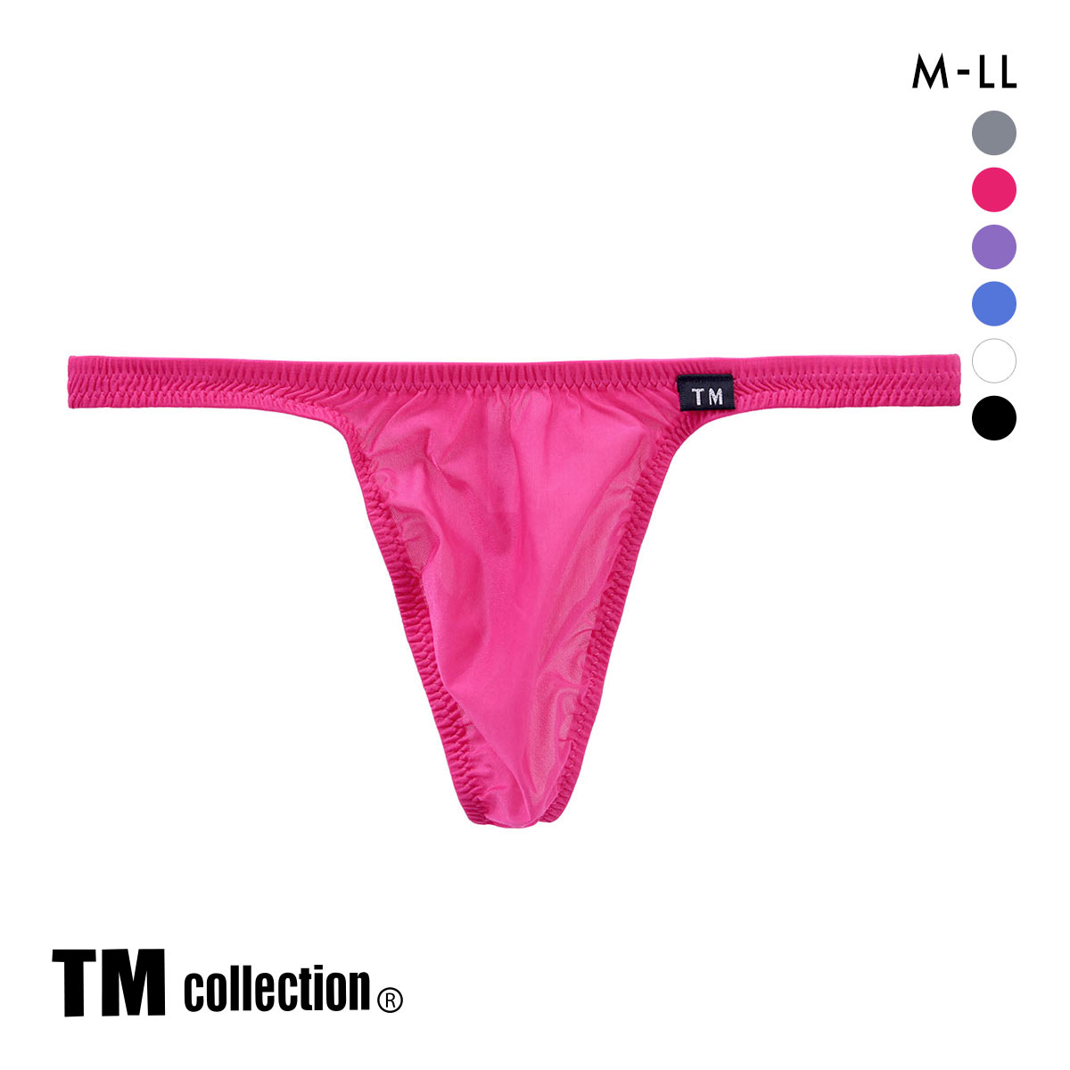 ティーエム コレクション Clearskin ウエストしっかり股下細め Tバック M L LL 透け メンズ ビキニ ソング セクシー 前閉じ(RO-ローズ-M)