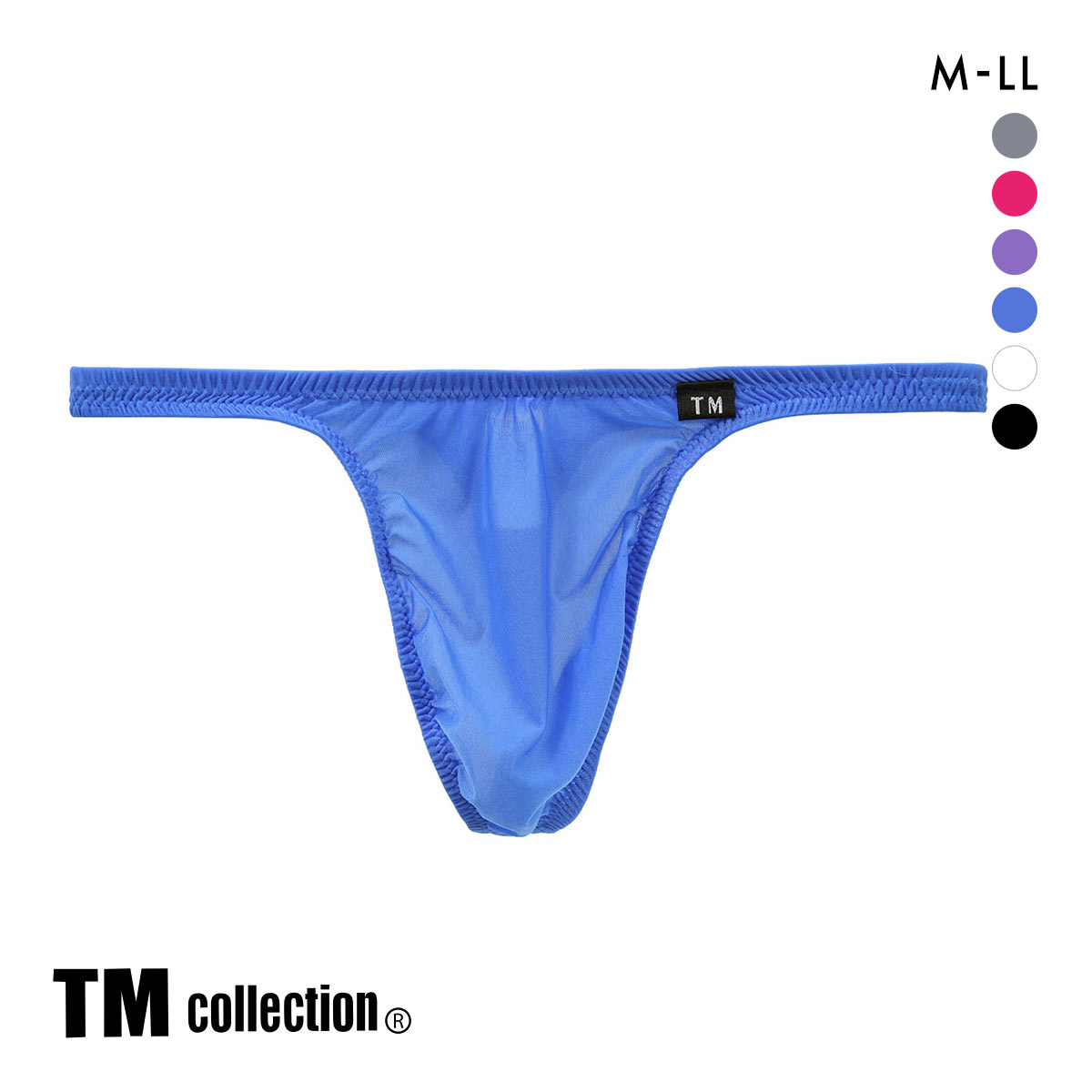 ティーエム コレクション Clearskin ウエストしっかり股下細め Tバック M L LL 透け メンズ ビキニ ソング セクシー 前閉じ(BU-ブルー-M)