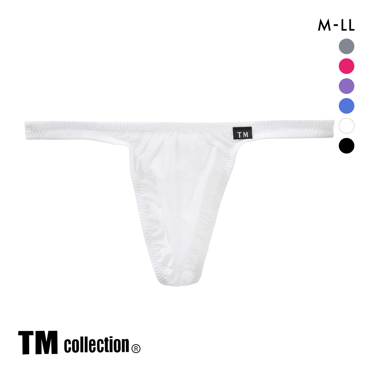 ティーエム コレクション Clearskin ウエストしっかり股下細め Tバック M L LL 透け メンズ ビキニ ソング セクシー 前閉じ(WH-ホワイト-M)