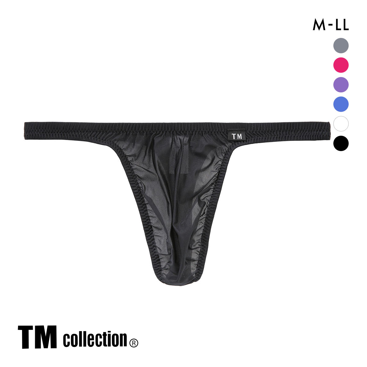 ティーエム コレクション Clearskin ウエストしっかり股下細め Tバック M L LL 透け メンズ ビキニ ソング セクシー 前閉じ(BK-ブラック-M)