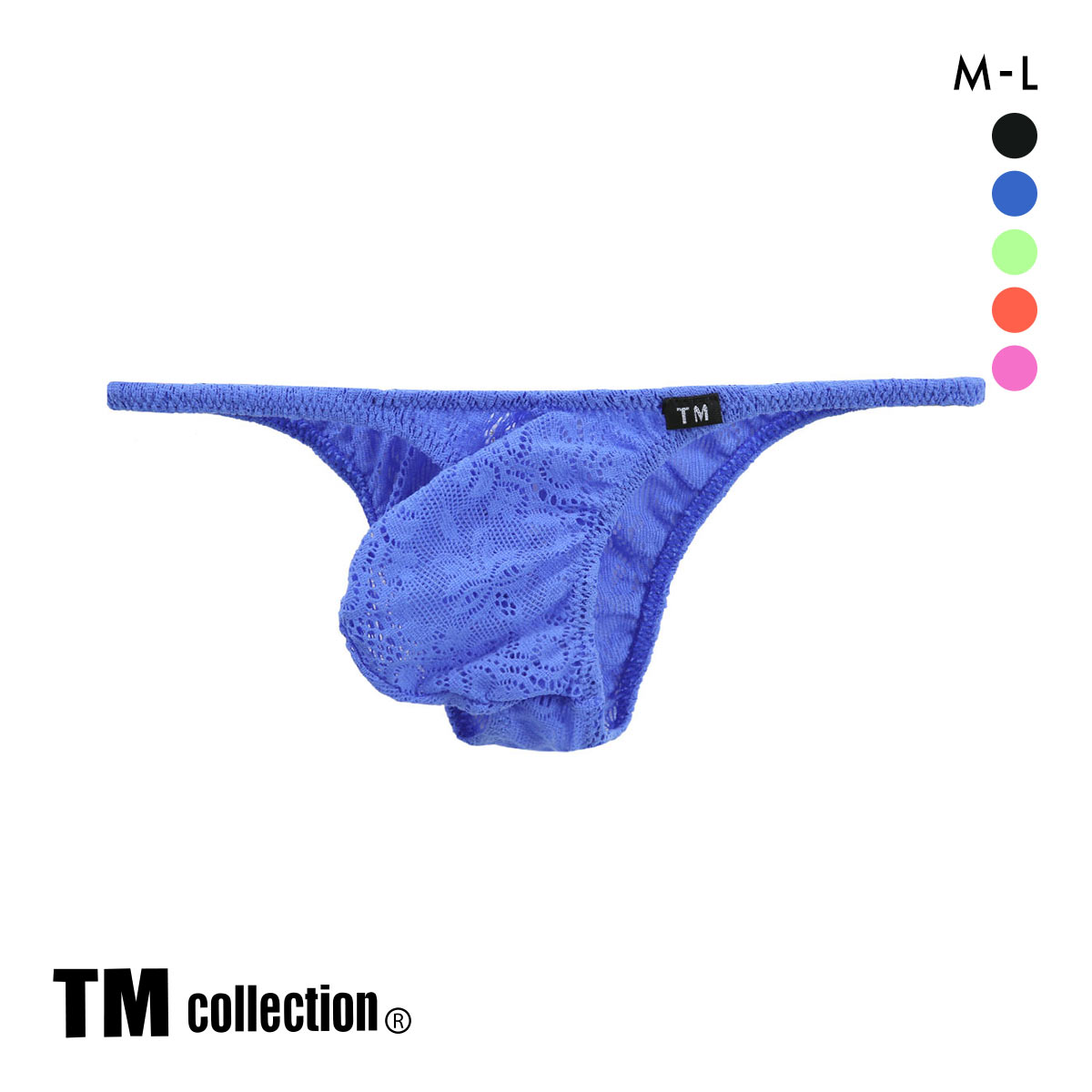 ティーエム コレクション Soft woolly lace もっこりシャープ ハーフバック ML メンズ 前とじ ビキニ 日本製 TM collection(BU-ブルー-M)